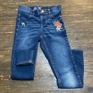 Wonder Nation Blue Kids Jeans with Floral Embroidery